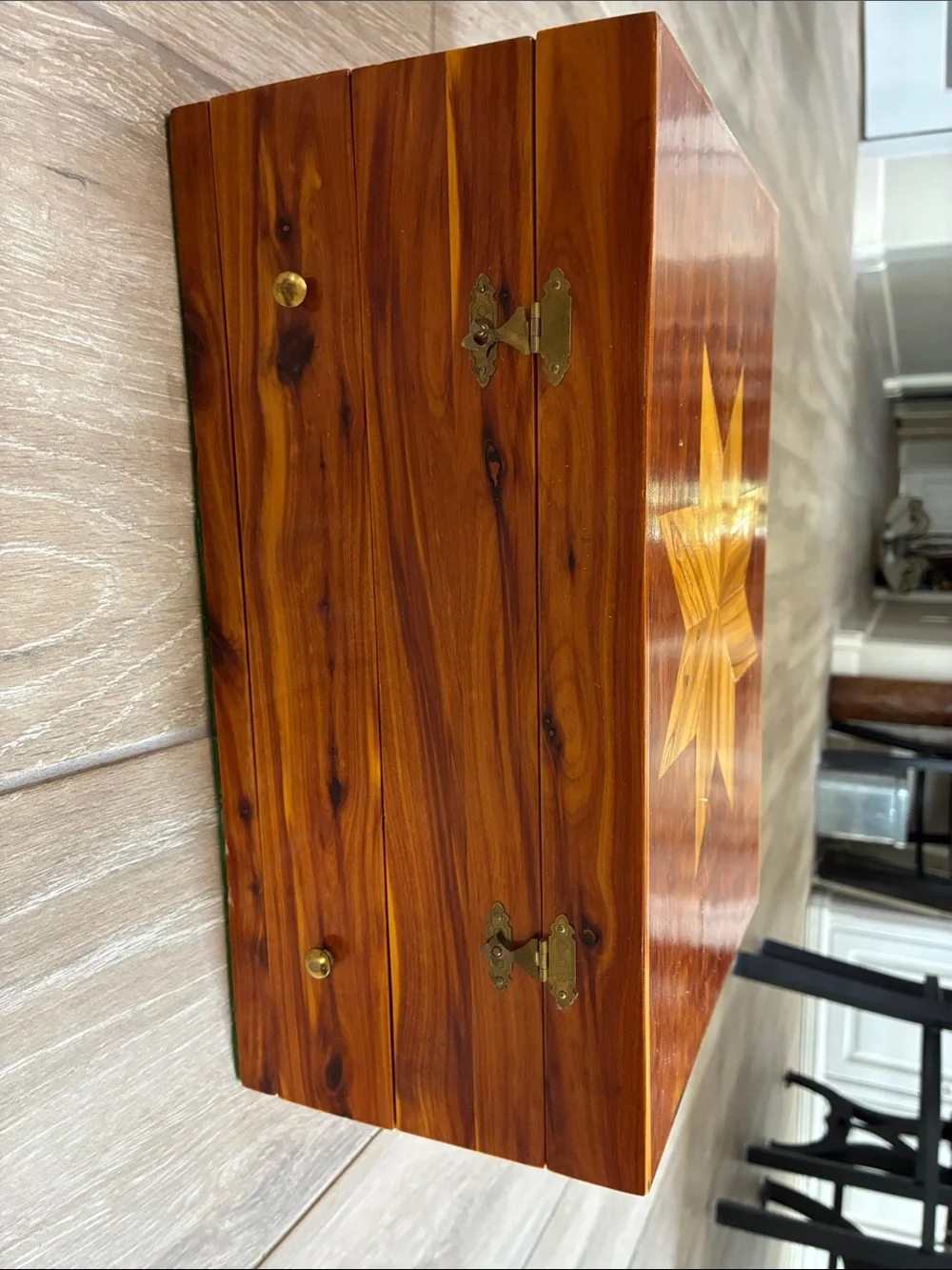Handmade Wooden Jewelry/Storage Box with Inlaid Star 14x9.5x7